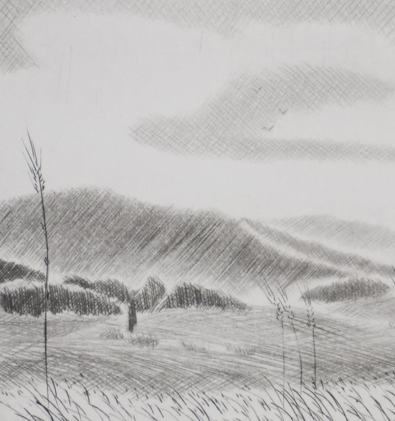 Camille COMBE : Les seigles mûrs, Gravure originale signée