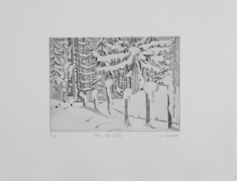 Camille COMBE : Air de fête, Gravure originale signée