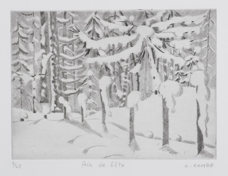 Camille COMBE : Air de fête, Gravure originale signée