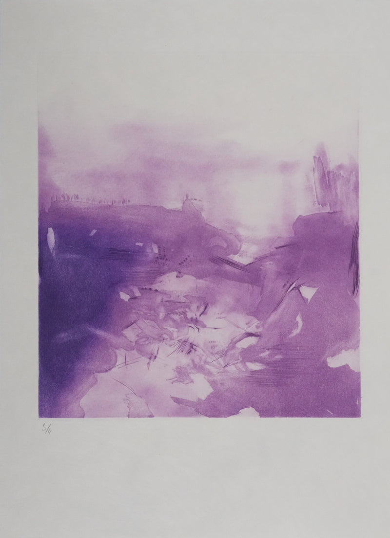 ZAO Wou-Ki : Tempête (Etat violet), Gravure originale