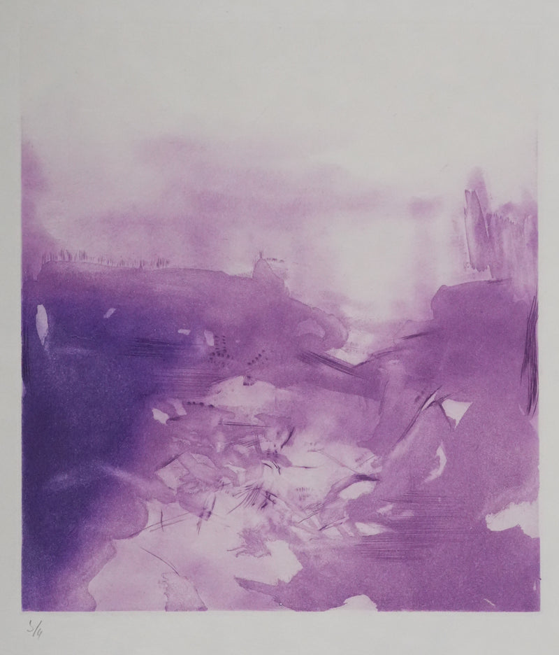 ZAO Wou-Ki : Tempête (Etat violet), Gravure originale