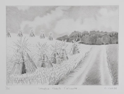 Camille COMBE : Lorsque chante l'alouette, Gravure originale signée