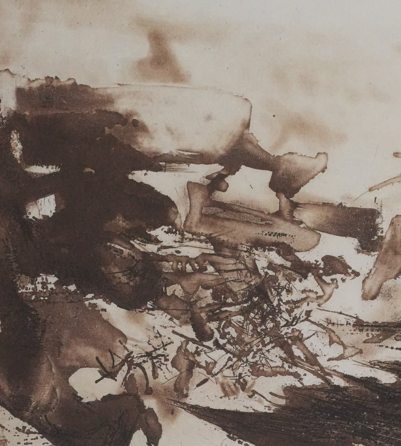 ZAO Wou-Ki : Tempête (Etat brun), Gravure originale