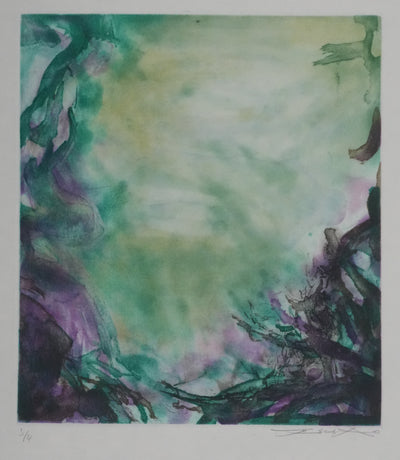 ZAO Wou-Ki : Au fond de l'étang (Japon), Gravure originale signée
