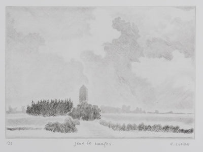 Camille COMBE : Jeux de nuages, Gravure originale signée