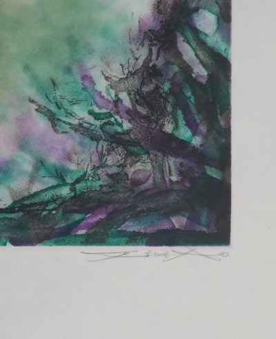 ZAO Wou-Ki : Au fond de l'étang (Japon), Gravure originale signée