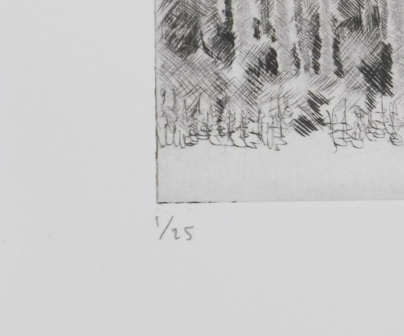 Camille COMBE : Sous les peupliers, Gravure originale signée