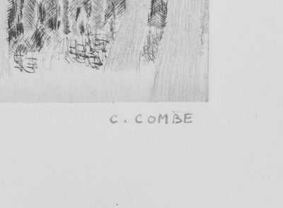 Camille COMBE : Sous les peupliers, Gravure originale signée