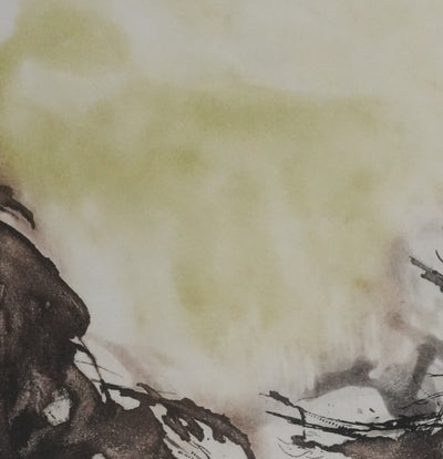 ZAO Wou-Ki : Au fond de l'étang (Etat jaune), Gravure originale