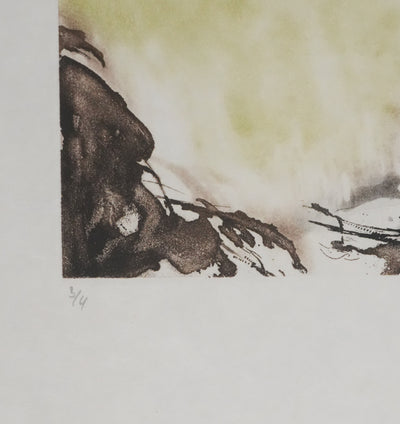 ZAO Wou-Ki : Au fond de l'étang (Etat jaune), Gravure originale