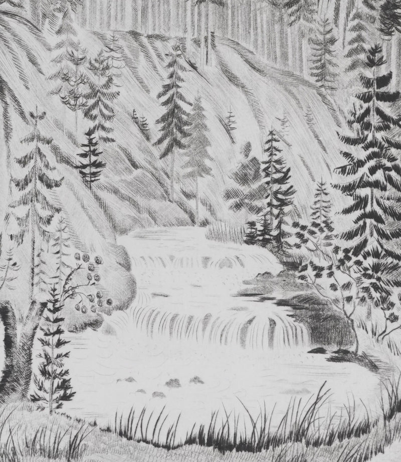 Camille COMBE : Le val sonore, Gravure originale signée