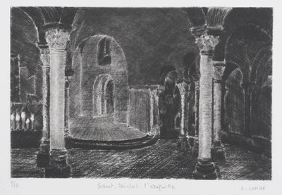 Camille COMBE : Saint-Michel l'aiguille, Gravure originale signée