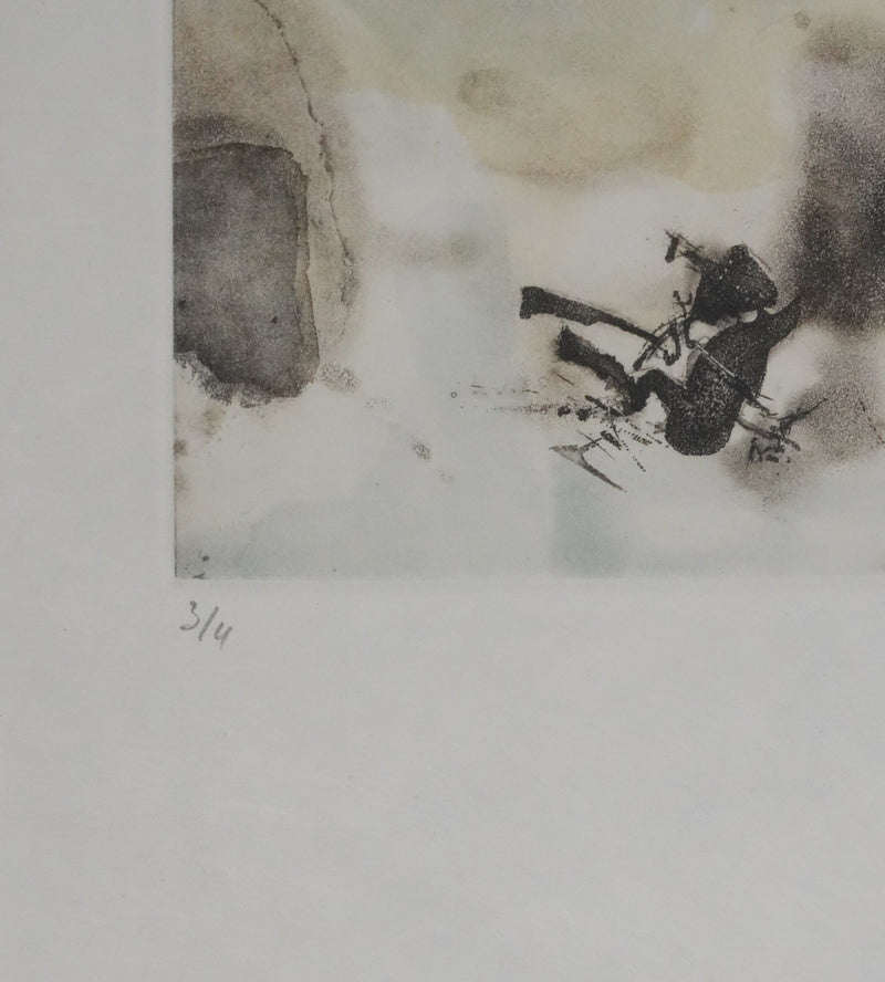 ZAO Wou-Ki : Au fond du lac (Japon), Gravure originale signée