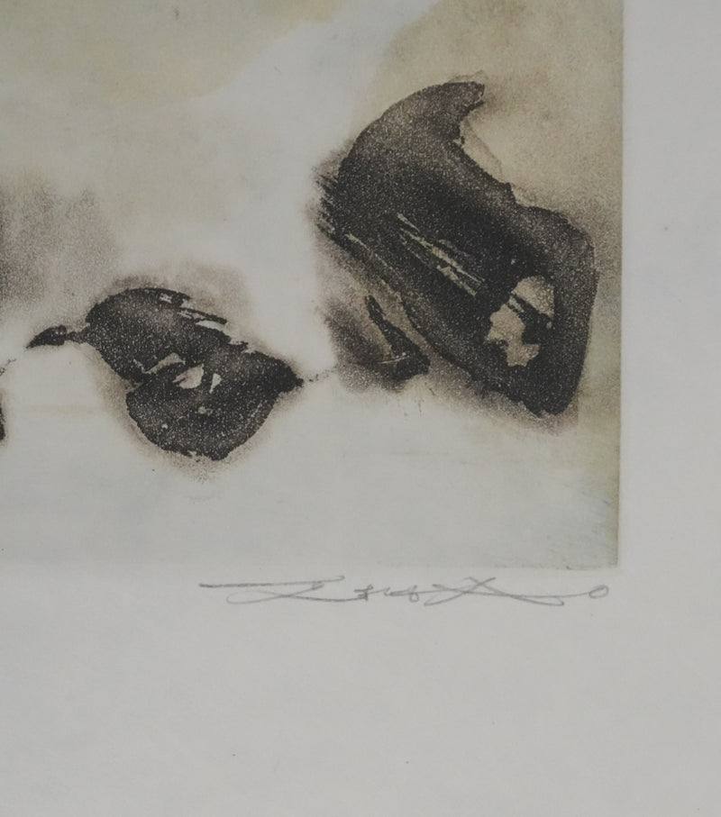 ZAO Wou-Ki : Au fond du lac (Japon), Gravure originale signée