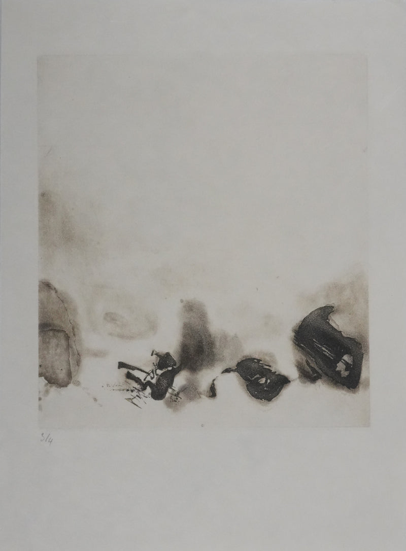 ZAO Wou-Ki : Au fond du lac (Etat gris), Gravure originale