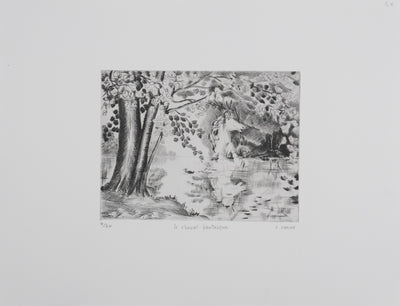 Camille COMBE : Le cheval fantastique, Gravure originale signée