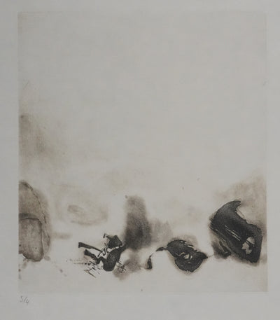 ZAO Wou-Ki : Au fond du lac (Etat gris), Gravure originale