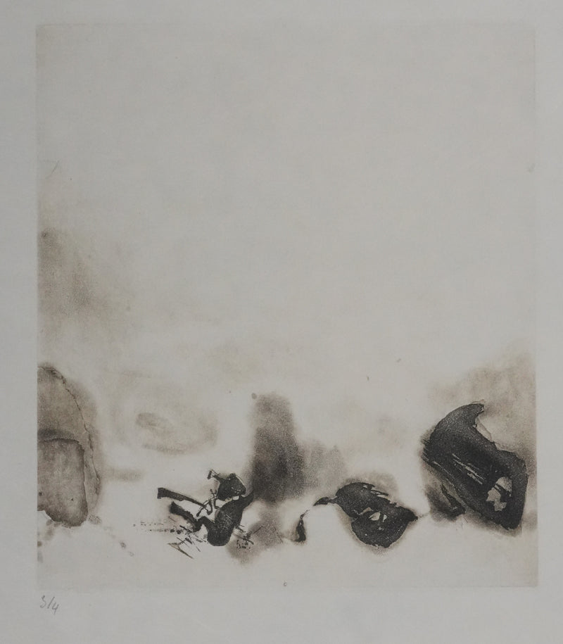 ZAO Wou-Ki : Au fond du lac (Etat gris), Gravure originale