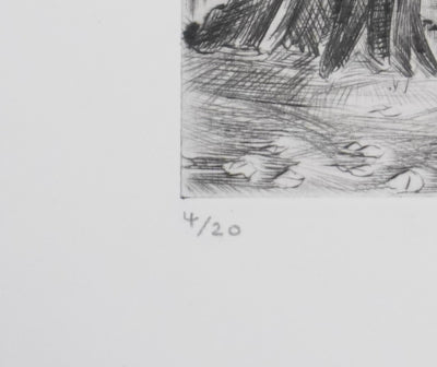 Camille COMBE : Le cheval fantastique, Gravure originale signée