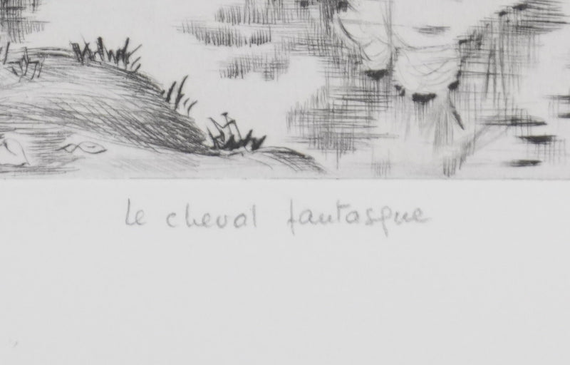 Camille COMBE : Le cheval fantastique, Gravure originale signée