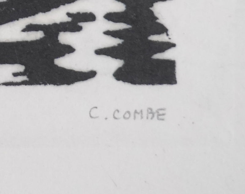 Camille COMBE : Les gondoles, Bois gravé original signé