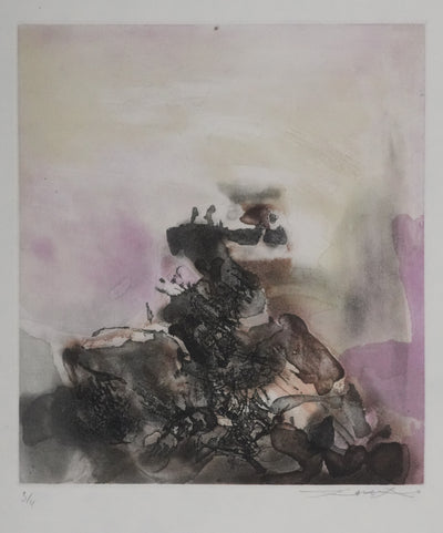 ZAO Wou-Ki : Au fond de l'eau (Japon), Gravure originale signée