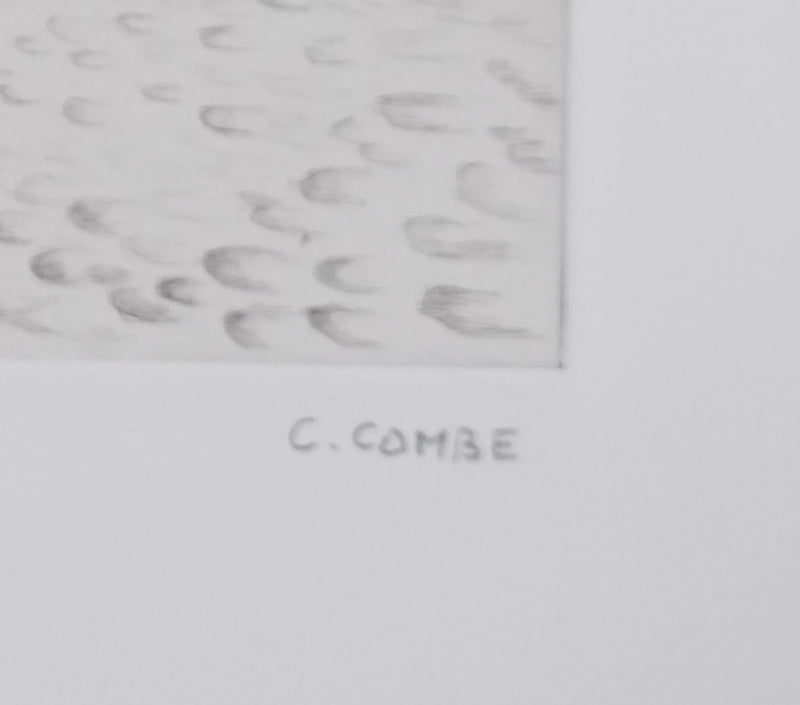 Camille COMBE : Au pied de la falaise, Gravure originale signée