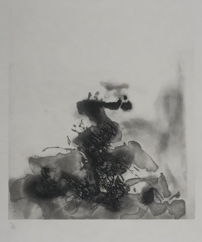 ZAO Wou-Ki : Au fond de l'eau (Etat noir), Gravure originale