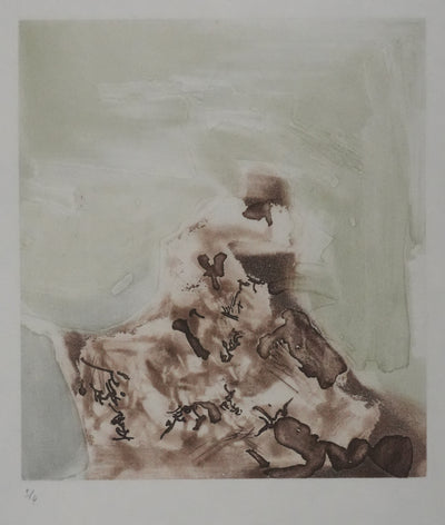 ZAO Wou-Ki : Au fond de l'eau (Etat brun), Gravure originale