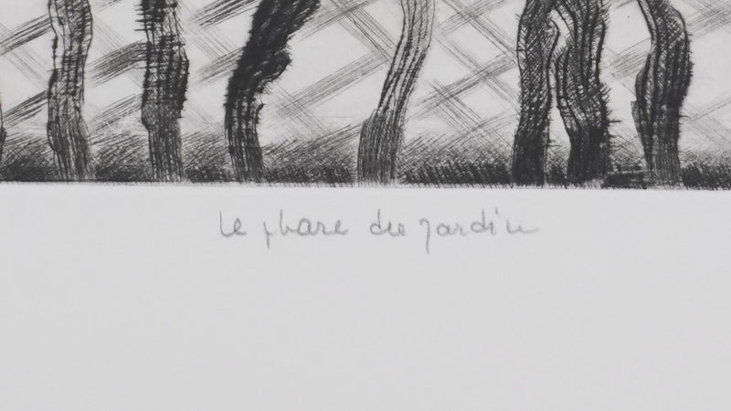 Camille COMBE : Le phare du jardin, Gravure originale signée
