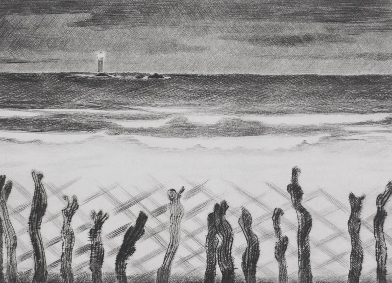 Camille COMBE : Le phare du jardin, Gravure originale signée