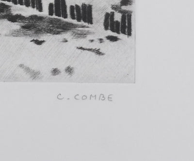 Camille COMBE : La mer s'est retirée, Gravure originale signée