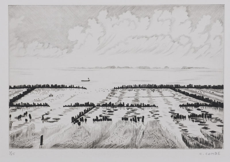 Camille COMBE : Sur la mer, Gravure originale signée