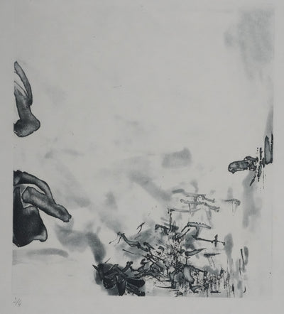 ZAO Wou-Ki : Reflets de l'étang (Etat bleu), Gravure originale