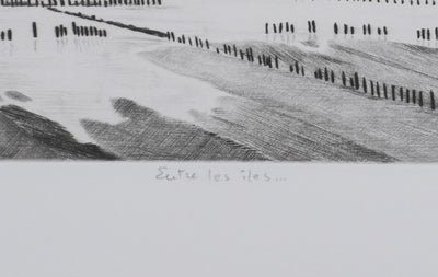 Camille COMBE : Entre les îles, Gravure originale signée