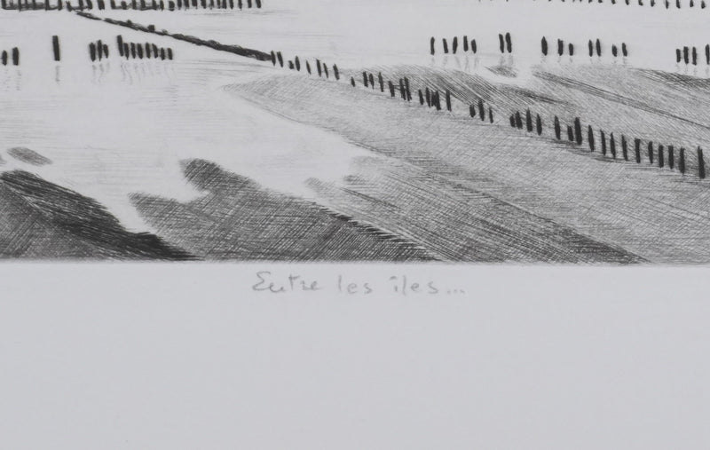 Camille COMBE : Entre les îles, Gravure originale signée