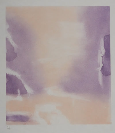 ZAO Wou-Ki : Reflets de l'étang (Etat rose), Gravure originale