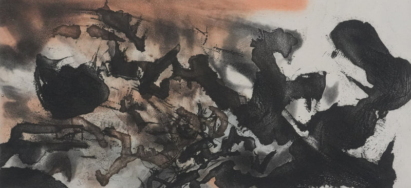 ZAO Wou-Ki : Obscurité du lac (Japon), Gravure originale signée