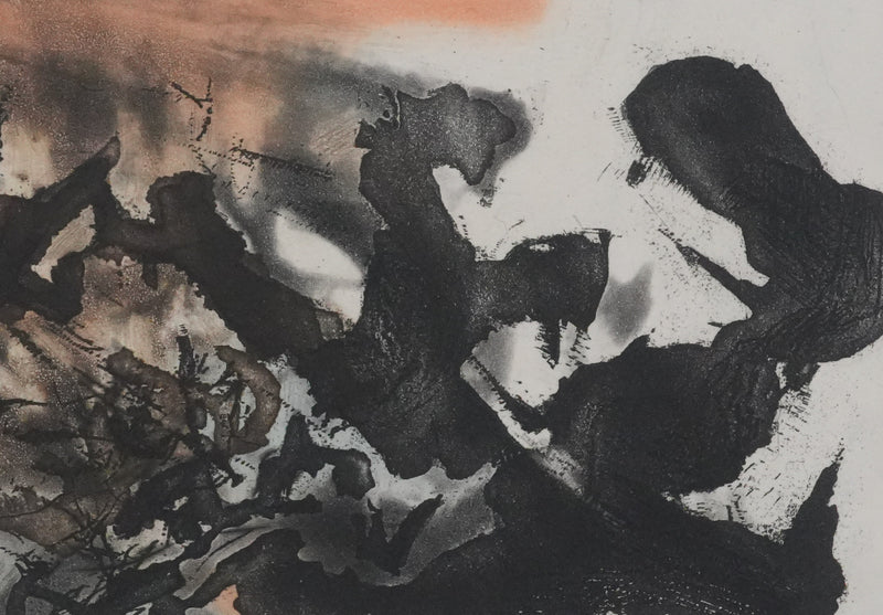 ZAO Wou-Ki : Obscurité du lac (Japon), Gravure originale signée