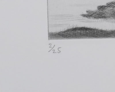 Camille COMBE : Une île perdue, Gravure originale signée