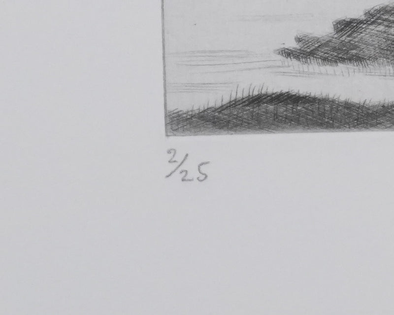 Camille COMBE : Une île perdue, Gravure originale signée