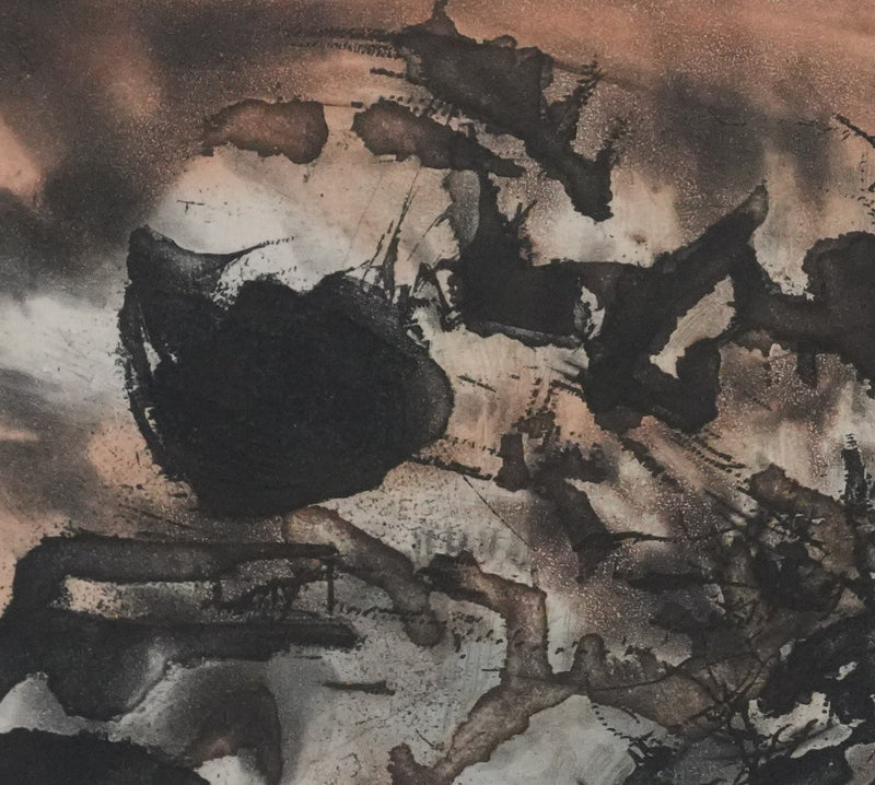 ZAO Wou-Ki : Obscurité du lac (Japon), Gravure originale signée