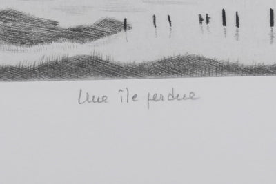 Camille COMBE : Une île perdue, Gravure originale signée
