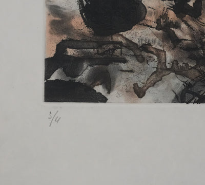 ZAO Wou-Ki : Obscurité du lac (Japon), Gravure originale signée