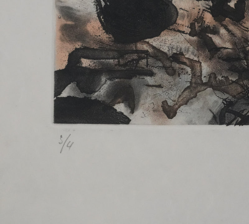 ZAO Wou-Ki : Obscurité du lac (Japon), Gravure originale signée