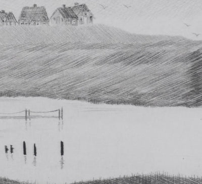 Camille COMBE : Une île perdue, Gravure originale signée