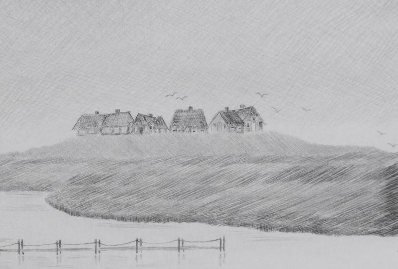 Camille COMBE : Une île perdue, Gravure originale signée