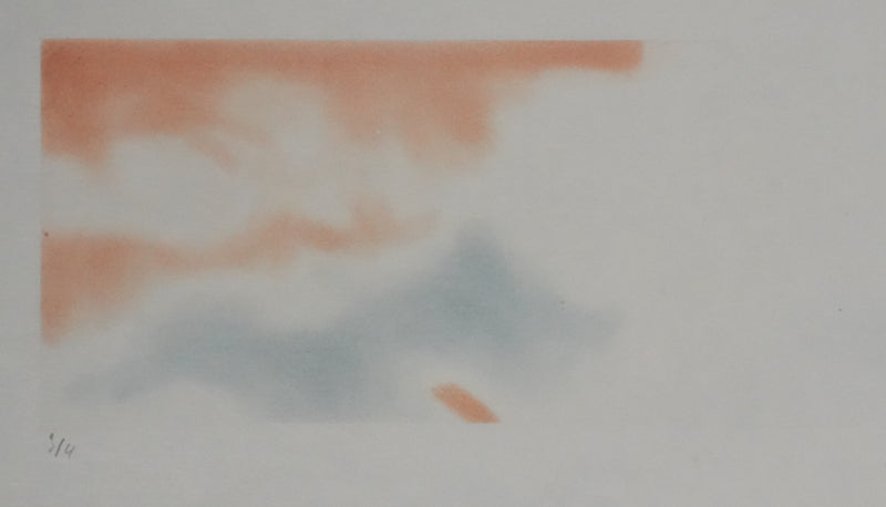 ZAO Wou-Ki : Obscurité du lac (Etat orange), Gravure originale