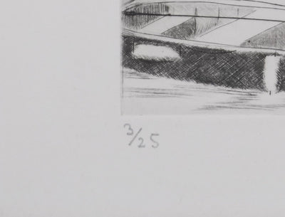 Camille COMBE : De retour au port, Gravure originale signée