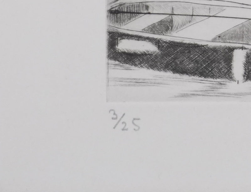 Camille COMBE : De retour au port, Gravure originale signée